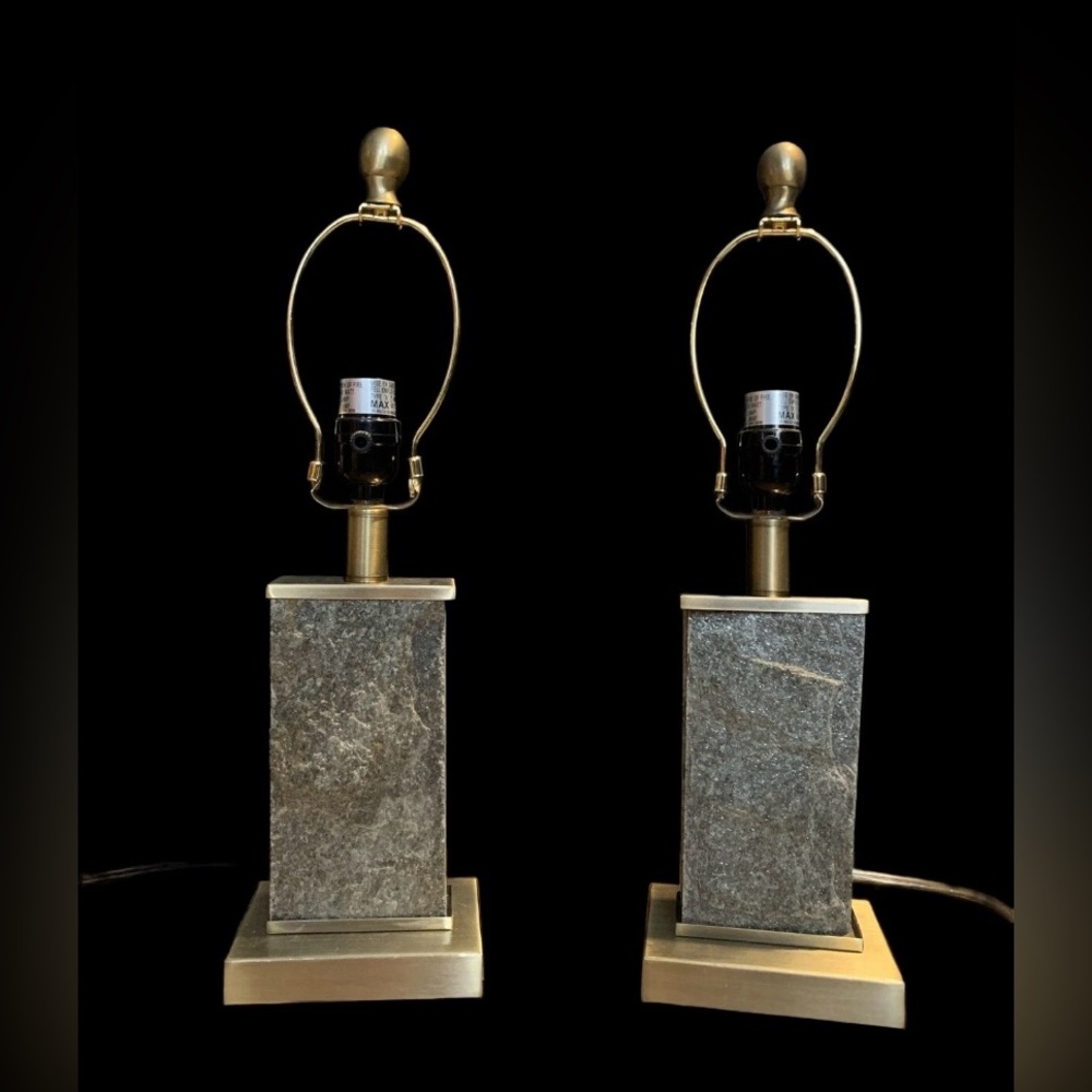 Elegant Stone and Brass Colored Table Lamps